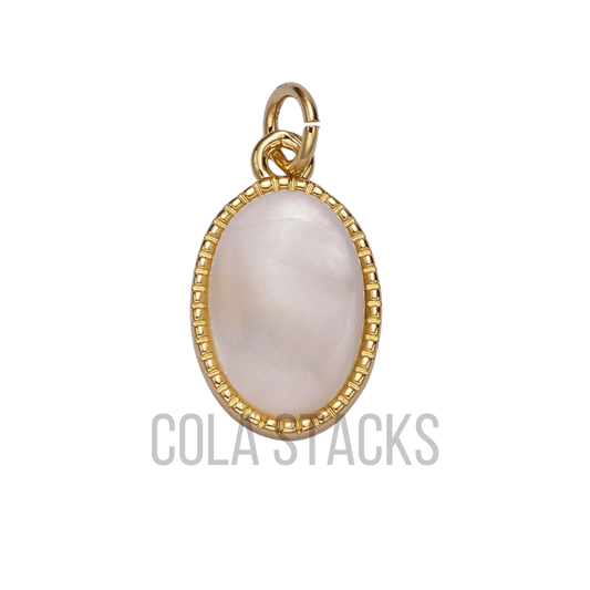 Oval Pearl Charm - Cola Stacks - 