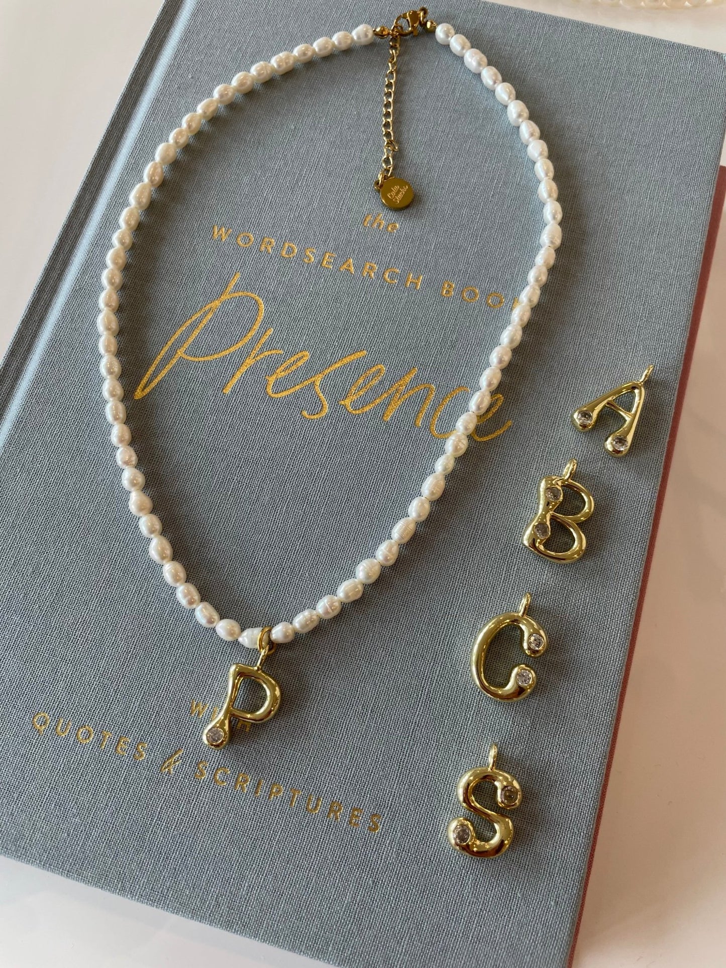 Pearl Initial Necklace - Cola Stacks - 