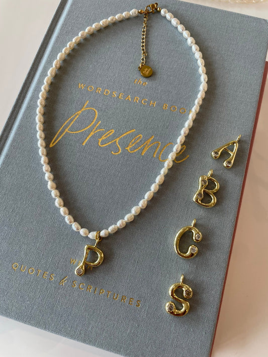 Pearl Initial Necklace - Cola Stacks - 