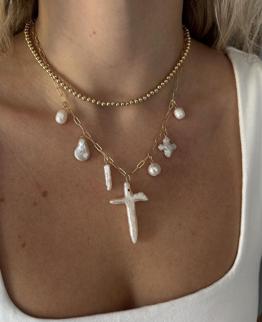 Pearl Party Necklace - Cola Stacks - 