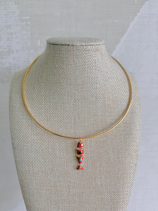 Red Fish Collar Neclace - Cola Stacks -