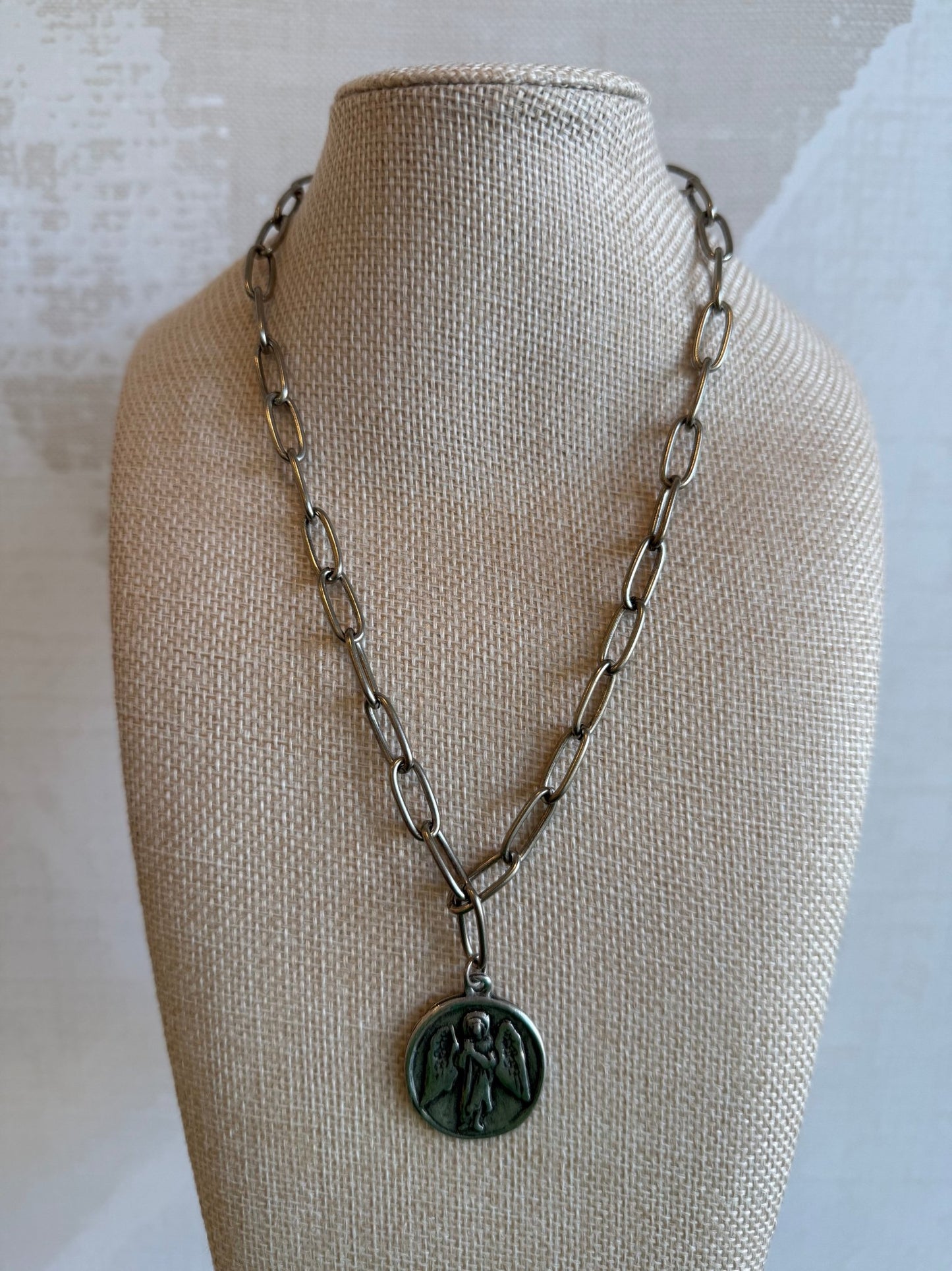 Silver Guardian Angel Necklace - Cola Stacks - 