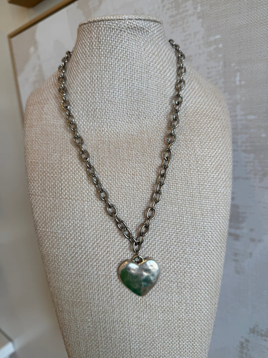 Silver Heart Necklace - Cola Stacks - 