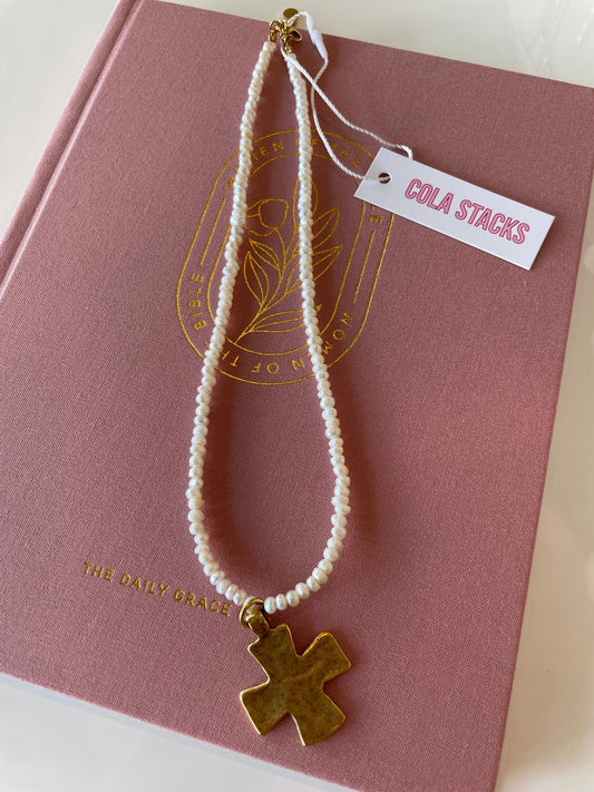 Soho - Gold Cross Neckace - Cola Stacks - 