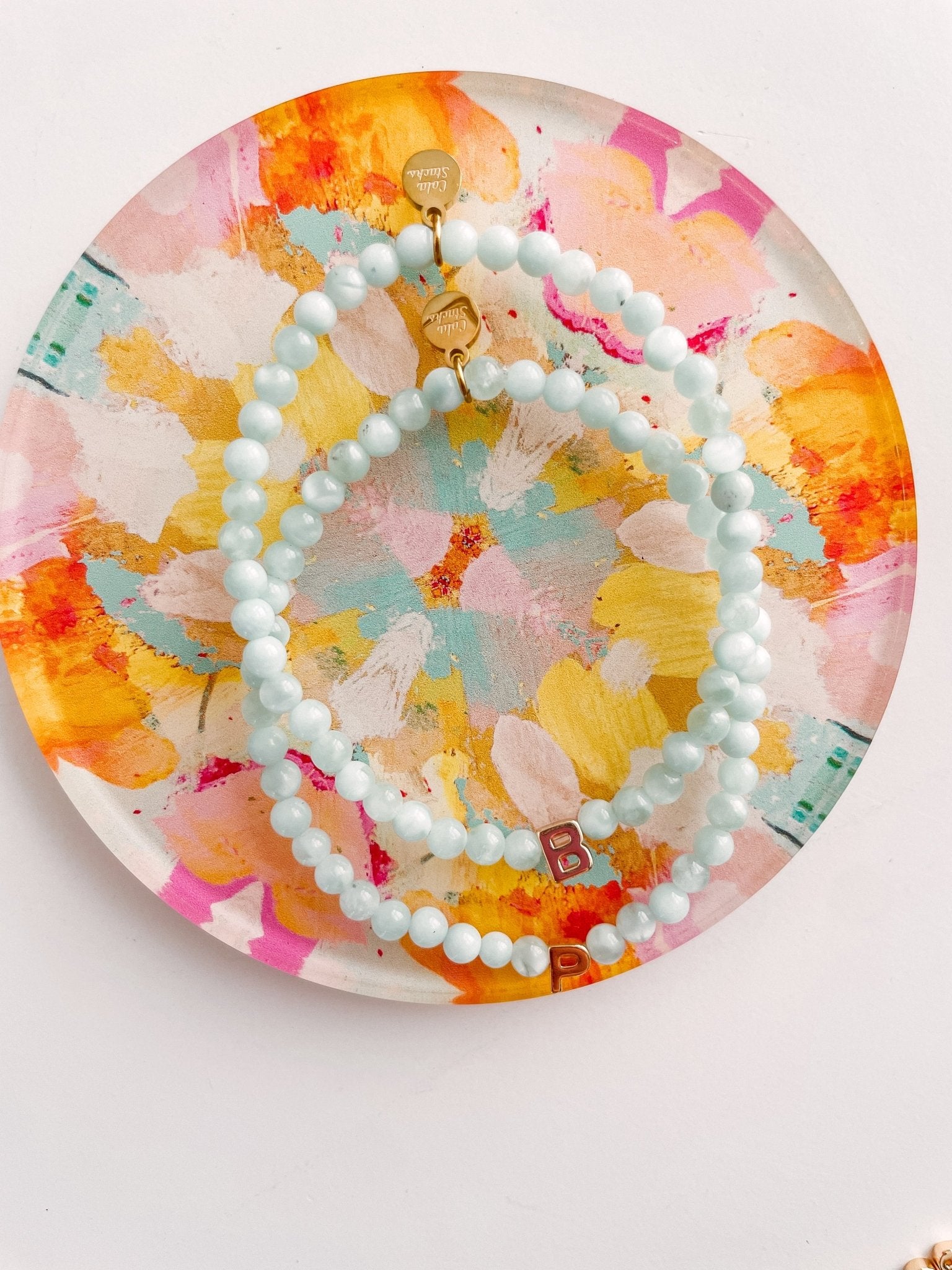 Summer Initial Bracelet - Cola Stacks - 
