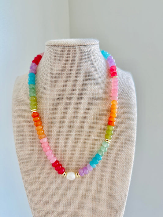 Summer Pearl Necklace - Cola Stacks - 