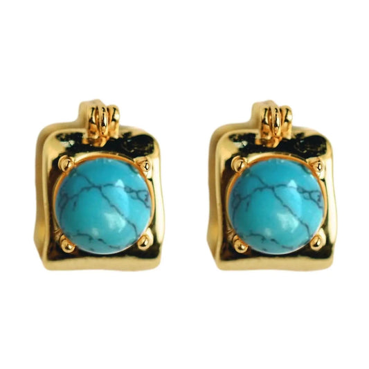 Turquoise Huggie Earrings - Cola Stacks - 