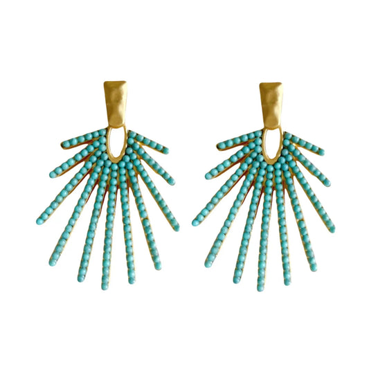 Turquoise Sunburst Earrings - Cola Stacks - 