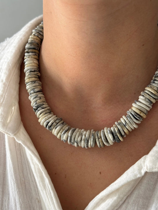 White Gill Disc Necklace - Cola Stacks - 