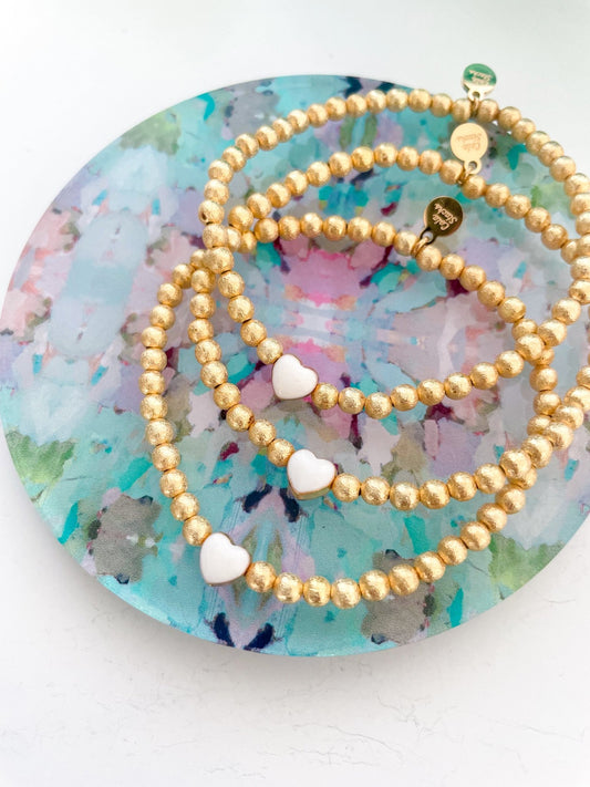 White Heart Bracelet - Cola Stacks - 