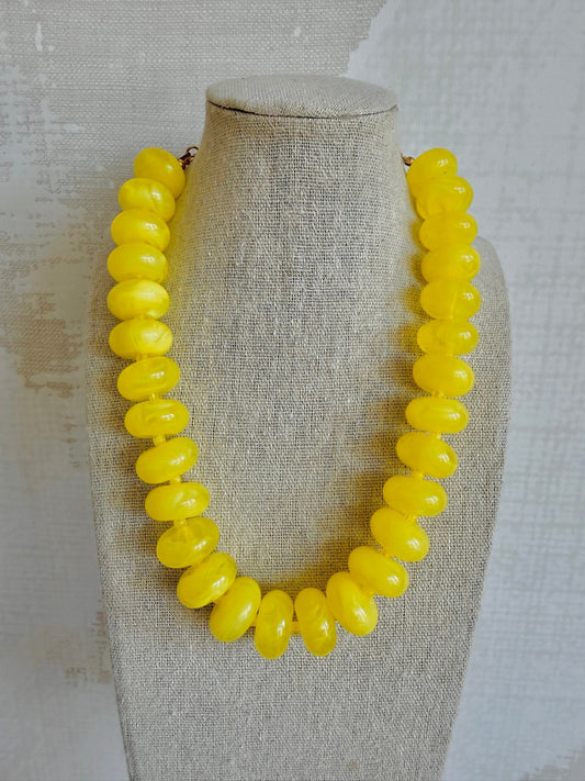 Yellow Bauble Necklace - Cola Stacks - 