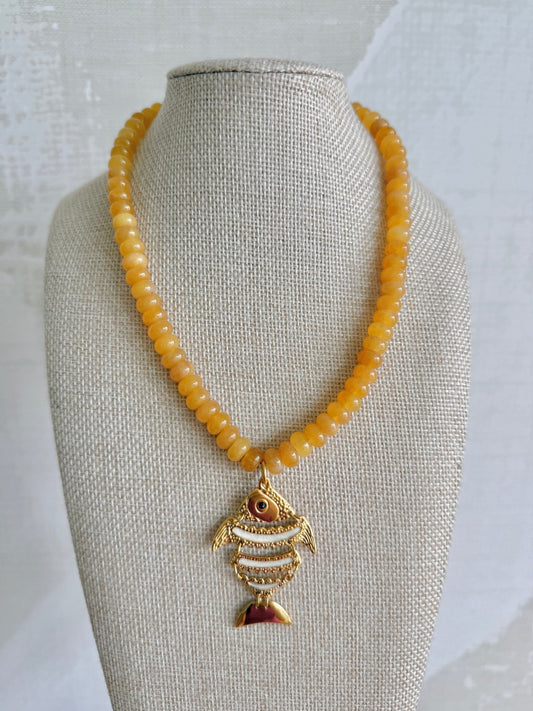 Yellow Fish Necklace - Cola Stacks -