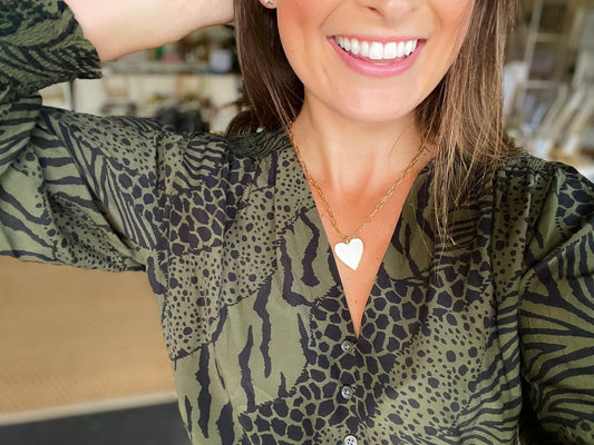 White Heart Necklace - Cola Stacks - 